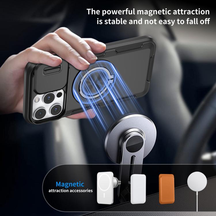 For iPhone 14 Pro Camshield Rotation Holder MagSafe Phone Case
