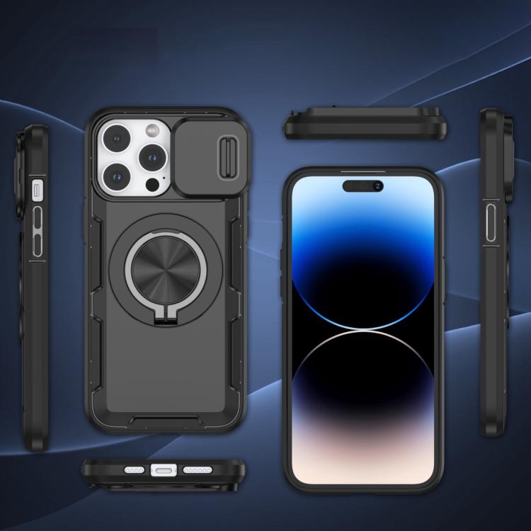 For iPhone 14 Pro Camshield Rotation Holder MagSafe Phone Case