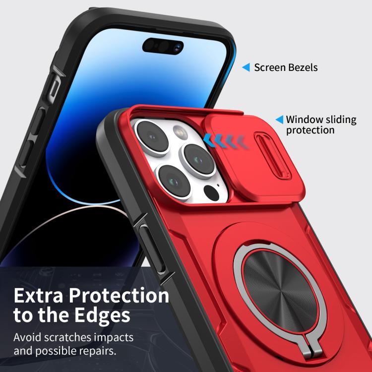 For iPhone 14 Pro Camshield Rotation Holder MagSafe Phone Case