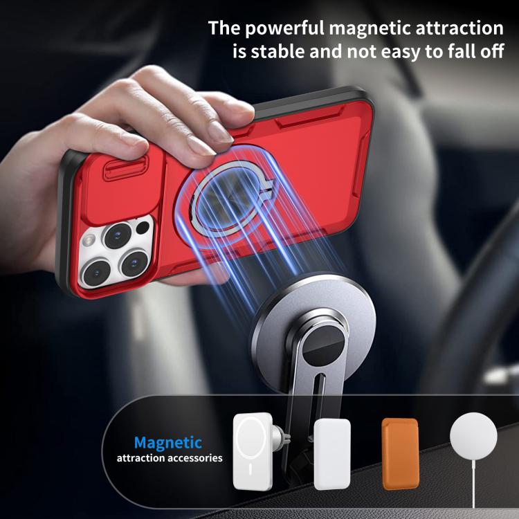 For iPhone 14 Pro Camshield Rotation Holder MagSafe Phone Case