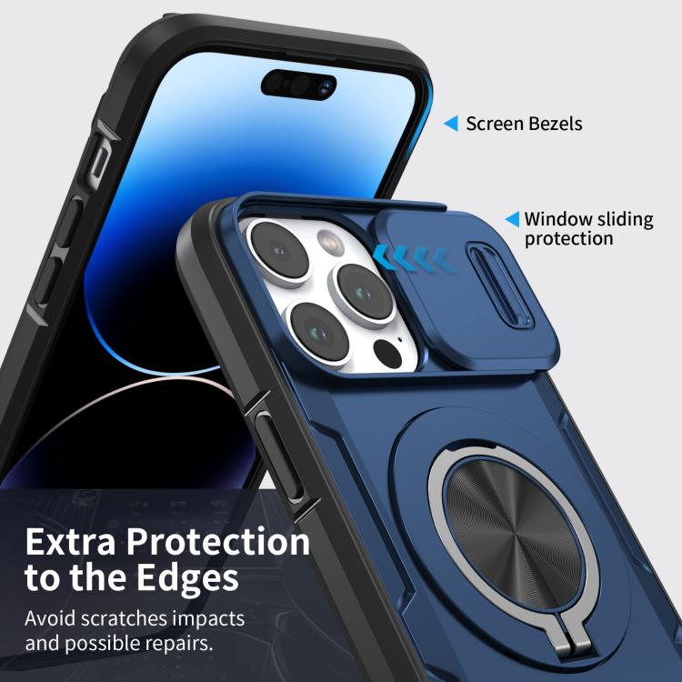 For iPhone 14 Pro Camshield Rotation Holder MagSafe Phone Case