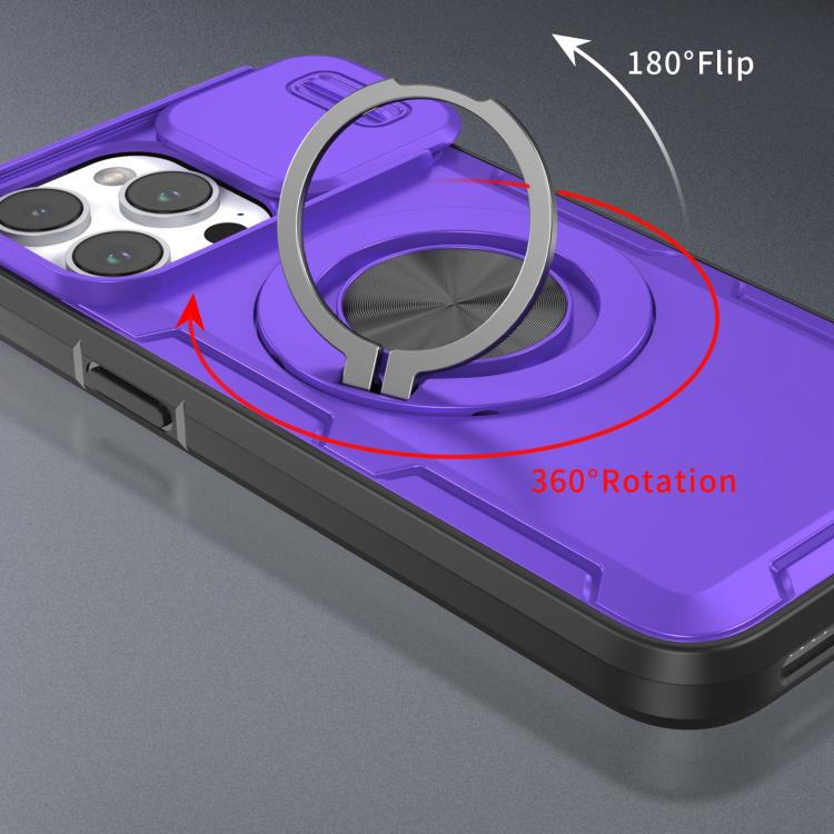 For iPhone 14 Pro Camshield Rotation Holder MagSafe Phone Case