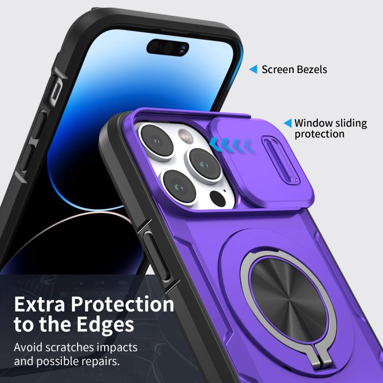 For iPhone 14 Pro Camshield Rotation Holder MagSafe Phone Case
