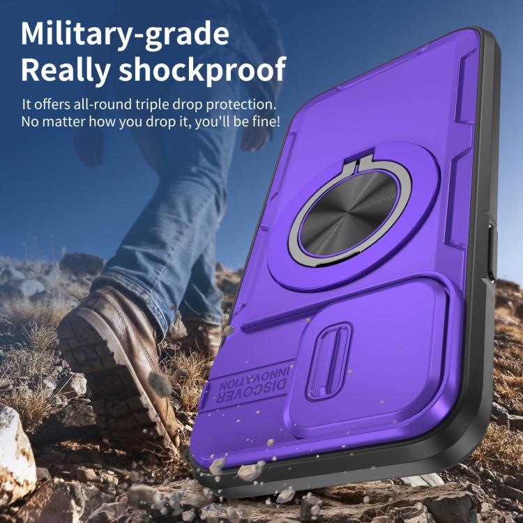 For iPhone 14 Pro Camshield Rotation Holder MagSafe Phone Case
