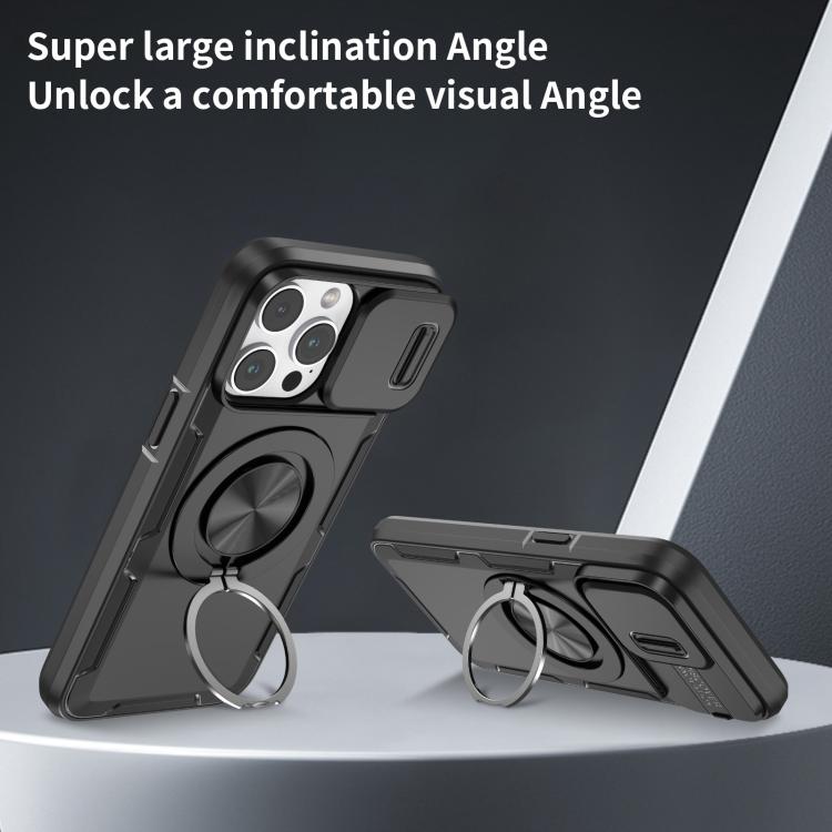 For iPhone 14 Pro Max Camshield Rotation Holder MagSafe Phone Case