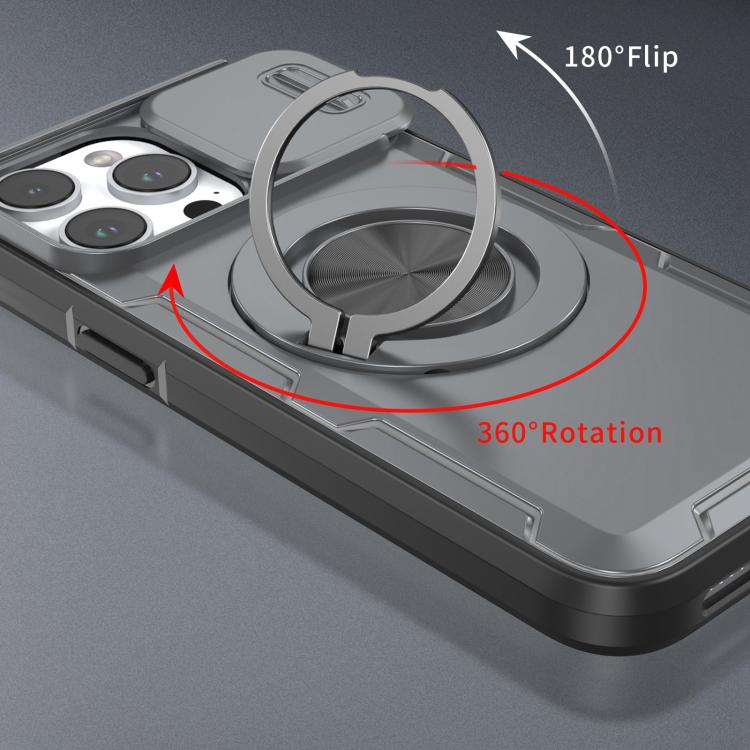 For iPhone 14 Pro Max Camshield Rotation Holder MagSafe Phone Case