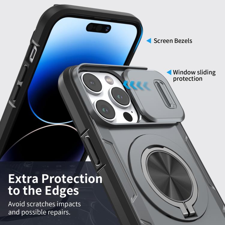For iPhone 14 Pro Max Camshield Rotation Holder MagSafe Phone Case