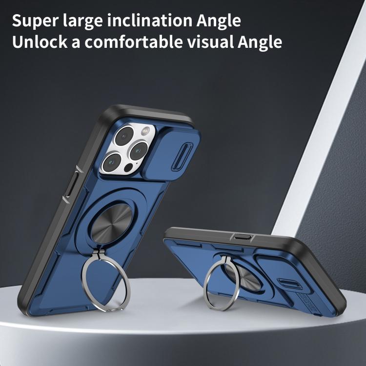 For iPhone 14 Pro Max Camshield Rotation Holder MagSafe Phone Case
