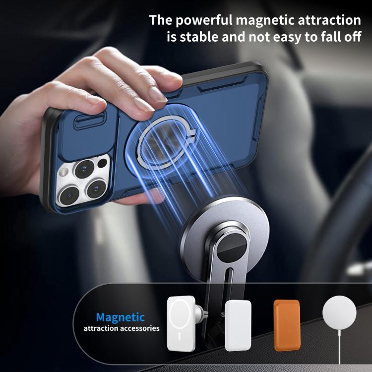 For iPhone 14 Pro Max Camshield Rotation Holder MagSafe Phone Case