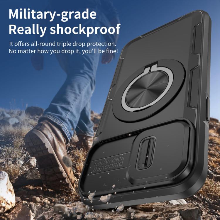 For iPhone 13 Pro Max / 12 Pro Max Camshield Rotation Holder MagSafe Phone Case