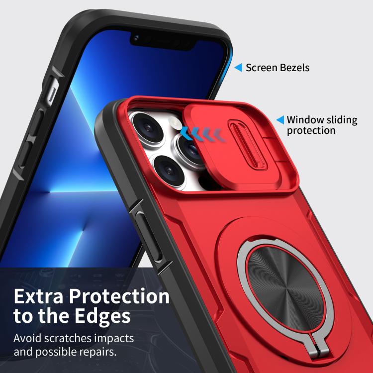 For iPhone 13 Pro Max / 12 Pro Max Camshield Rotation Holder MagSafe Phone Case