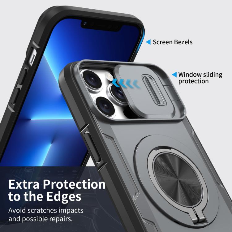 For iPhone 13 Pro Max / 12 Pro Max Camshield Rotation Holder MagSafe Phone Case