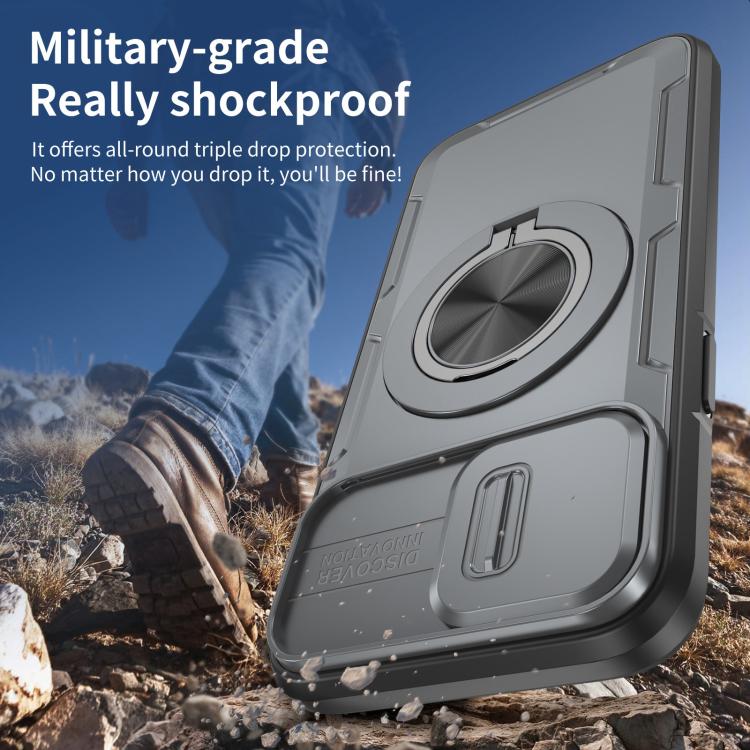 For iPhone 13 Pro Max / 12 Pro Max Camshield Rotation Holder MagSafe Phone Case