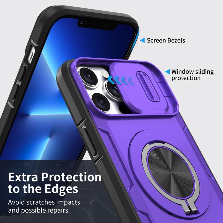 For iPhone 13 Pro Max / 12 Pro Max Camshield Rotation Holder MagSafe Phone Case