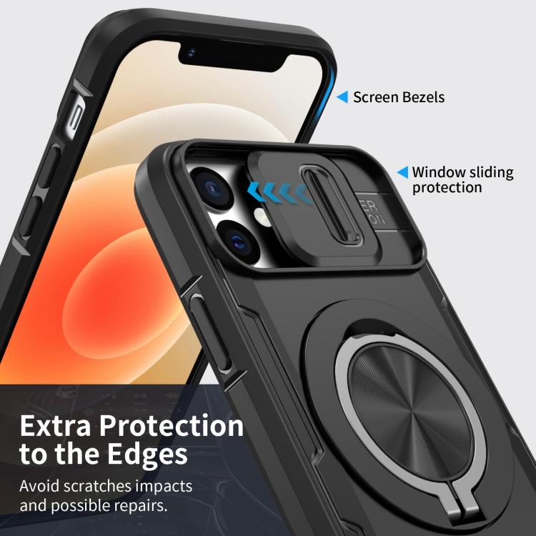 For iPhone 12 / 12 Pro Camshield Rotation Holder MagSafe Phone Case