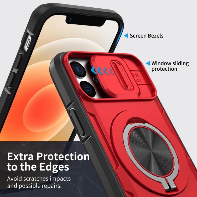 For iPhone 12 / 12 Pro Camshield Rotation Holder MagSafe Phone Case