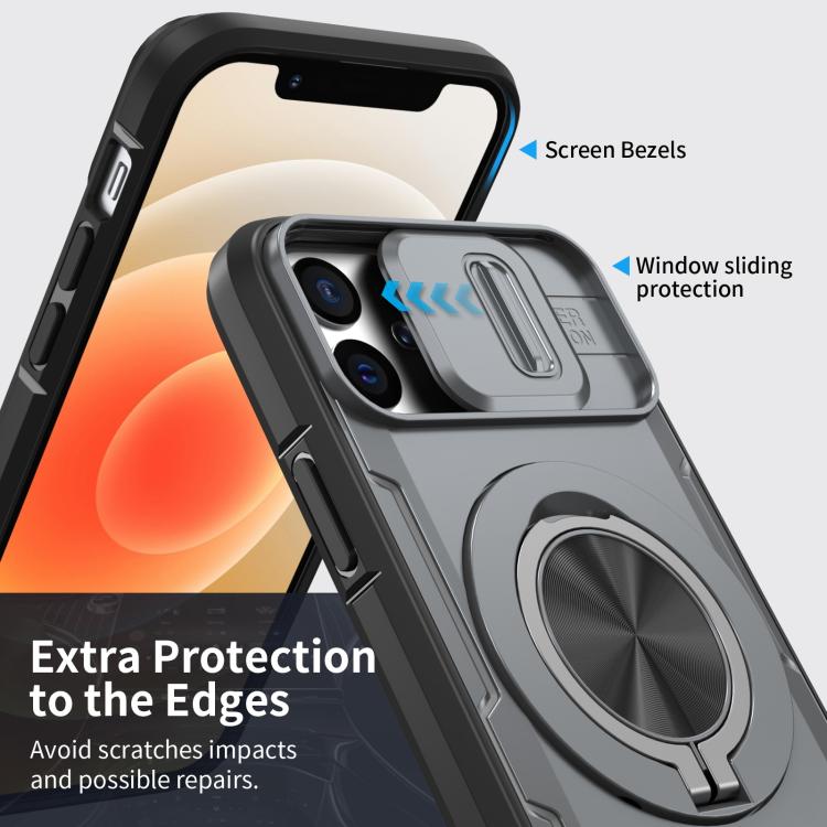 For iPhone 12 / 12 Pro Camshield Rotation Holder MagSafe Phone Case