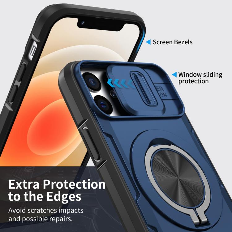 For iPhone 12 / 12 Pro Camshield Rotation Holder MagSafe Phone Case