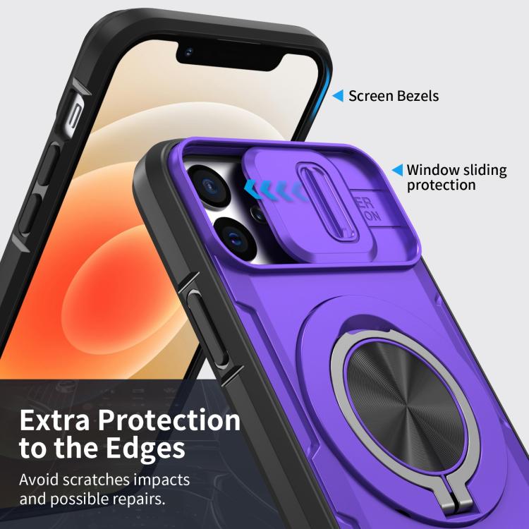 For iPhone 12 / 12 Pro Camshield Rotation Holder MagSafe Phone Case
