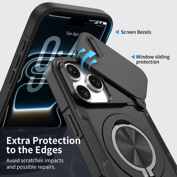 For iPhone 17 Pro Camshield Rotation Holder MagSafe Phone Case
