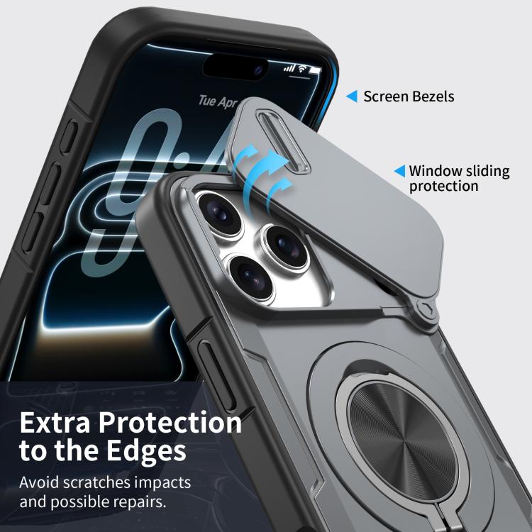 For iPhone 17 Pro Camshield Rotation Holder MagSafe Phone Case