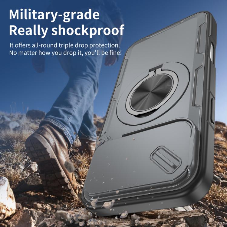 For iPhone 17 Pro Camshield Rotation Holder MagSafe Phone Case