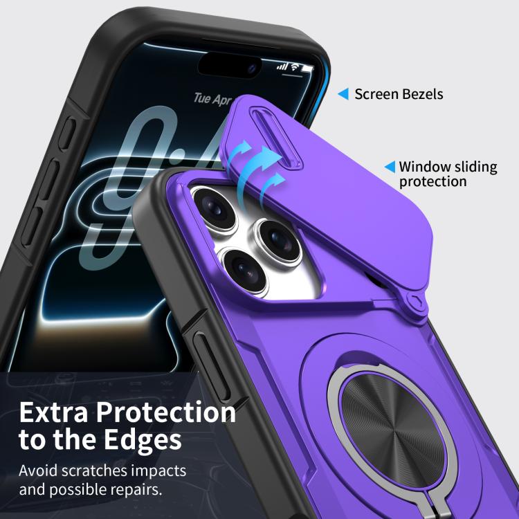 For iPhone 17 Pro Camshield Rotation Holder MagSafe Phone Case