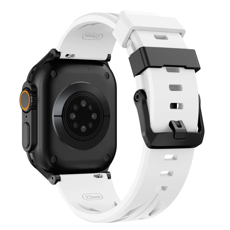 For Apple Watch 46mm / 49mm / 45mm / 44mm Black Pin Buckle Silicone Watch Band