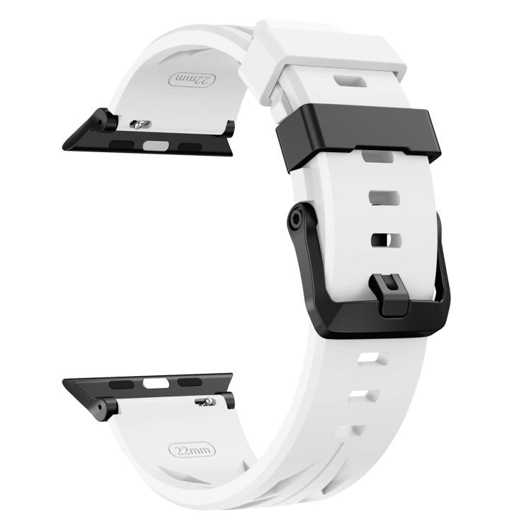 For Apple Watch 46mm / 49mm / 45mm / 44mm Black Pin Buckle Silicone Watch Band
