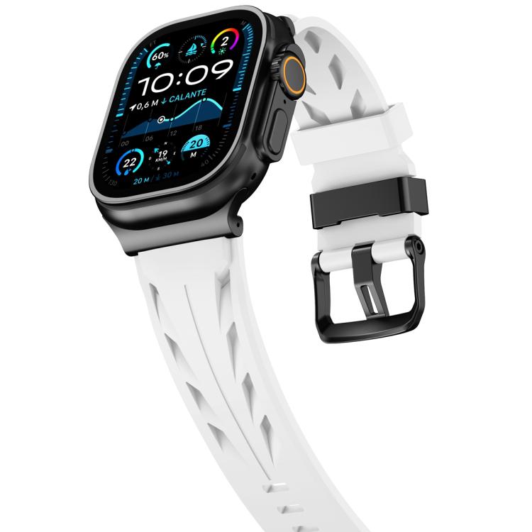 For Apple Watch 46mm / 49mm / 45mm / 44mm Black Pin Buckle Silicone Watch Band