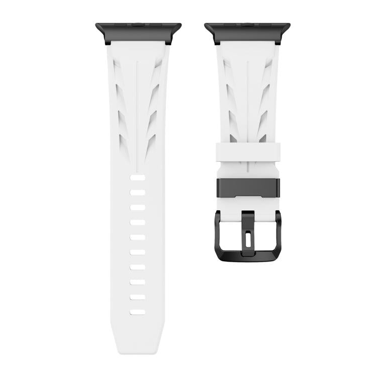 For Apple Watch 46mm / 49mm / 45mm / 44mm Black Pin Buckle Silicone Watch Band