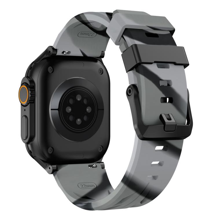 For Apple Watch 46mm / 49mm / 45mm / 44mm Black Pin Buckle Silicone Watch Band