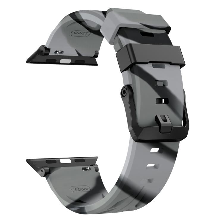 For Apple Watch 46mm / 49mm / 45mm / 44mm Black Pin Buckle Silicone Watch Band