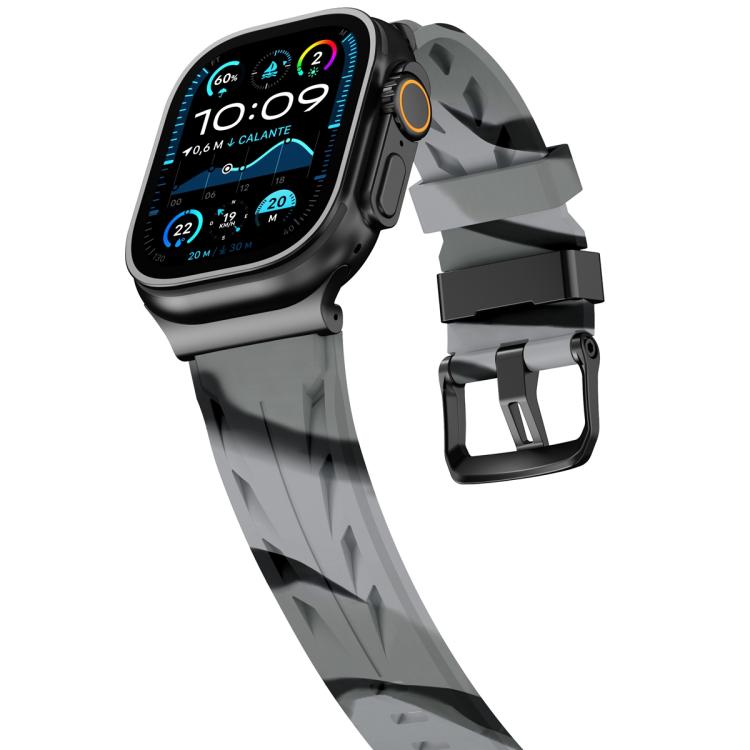For Apple Watch 46mm / 49mm / 45mm / 44mm Black Pin Buckle Silicone Watch Band