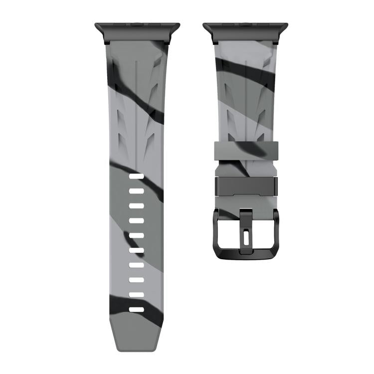 For Apple Watch 46mm / 49mm / 45mm / 44mm Black Pin Buckle Silicone Watch Band