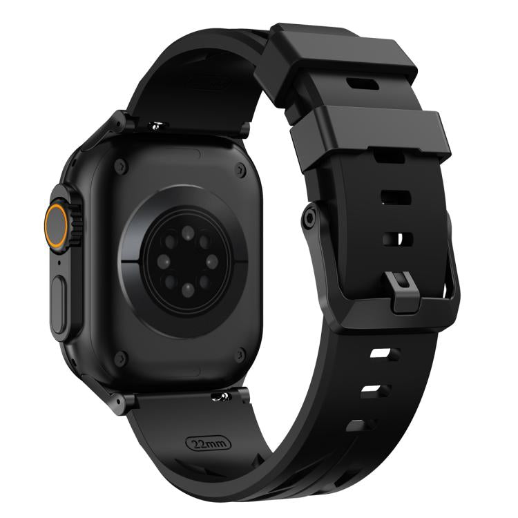 For Apple Watch 46mm / 49mm / 45mm / 44mm Black Pin Buckle Silicone Watch Band