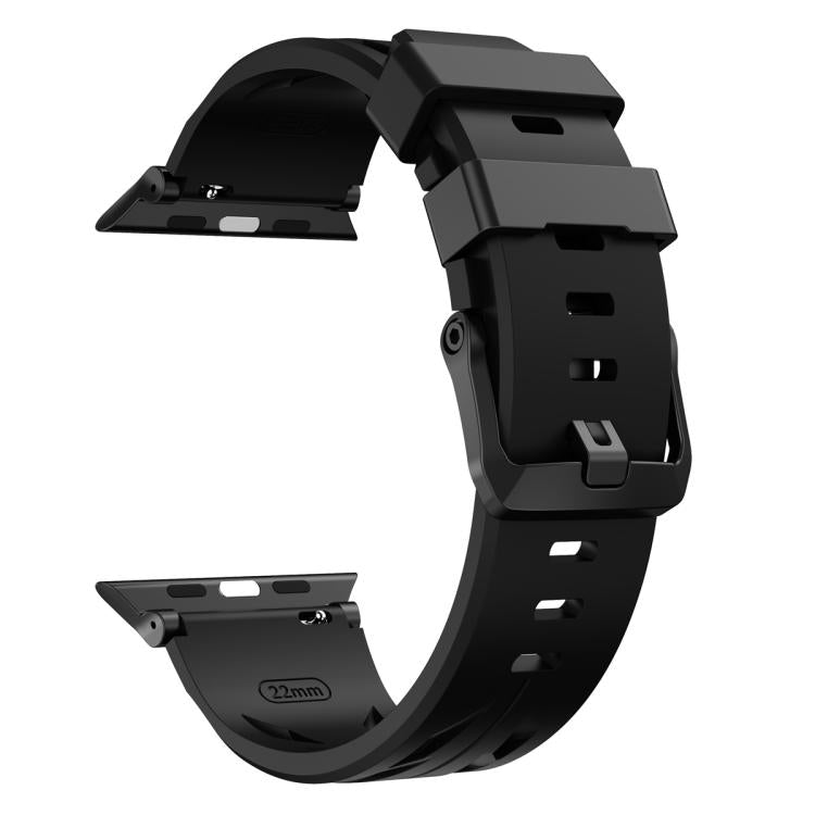 For Apple Watch 46mm / 49mm / 45mm / 44mm Black Pin Buckle Silicone Watch Band