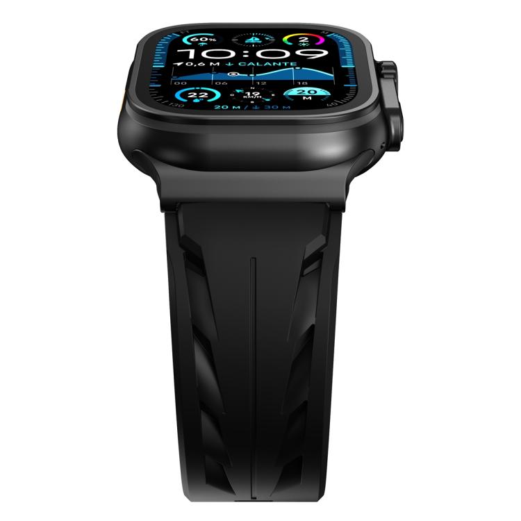 For Apple Watch 46mm / 49mm / 45mm / 44mm Black Pin Buckle Silicone Watch Band