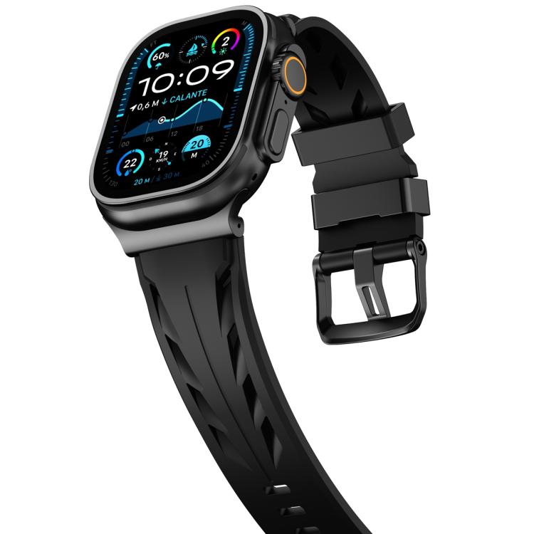 For Apple Watch 46mm / 49mm / 45mm / 44mm Black Pin Buckle Silicone Watch Band