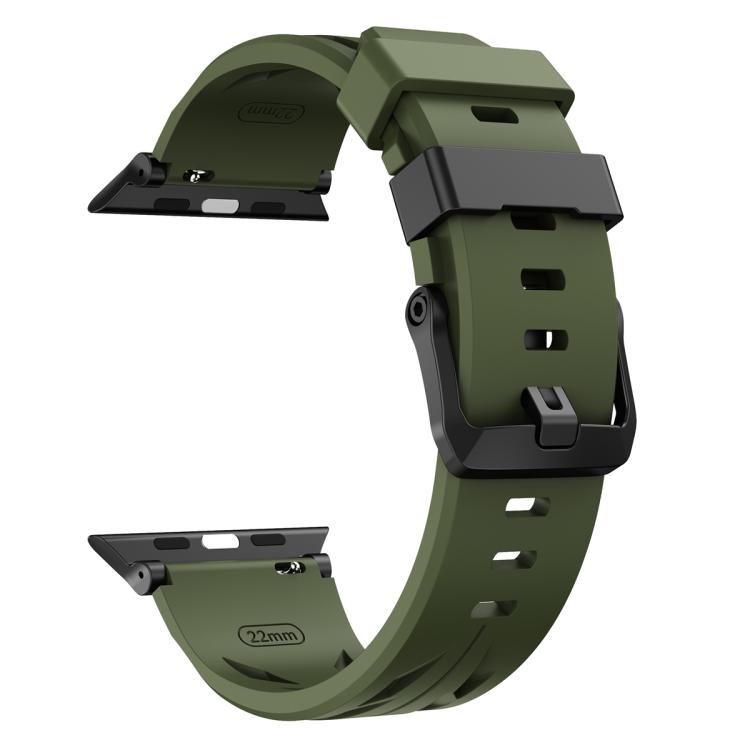 For Apple Watch 46mm / 49mm / 45mm / 44mm Black Pin Buckle Silicone Watch Band