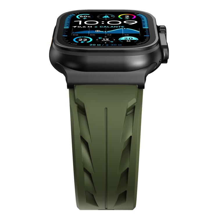 For Apple Watch 46mm / 49mm / 45mm / 44mm Black Pin Buckle Silicone Watch Band
