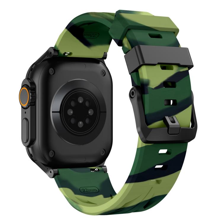 For Apple Watch 46mm / 49mm / 45mm / 44mm Black Pin Buckle Silicone Watch Band