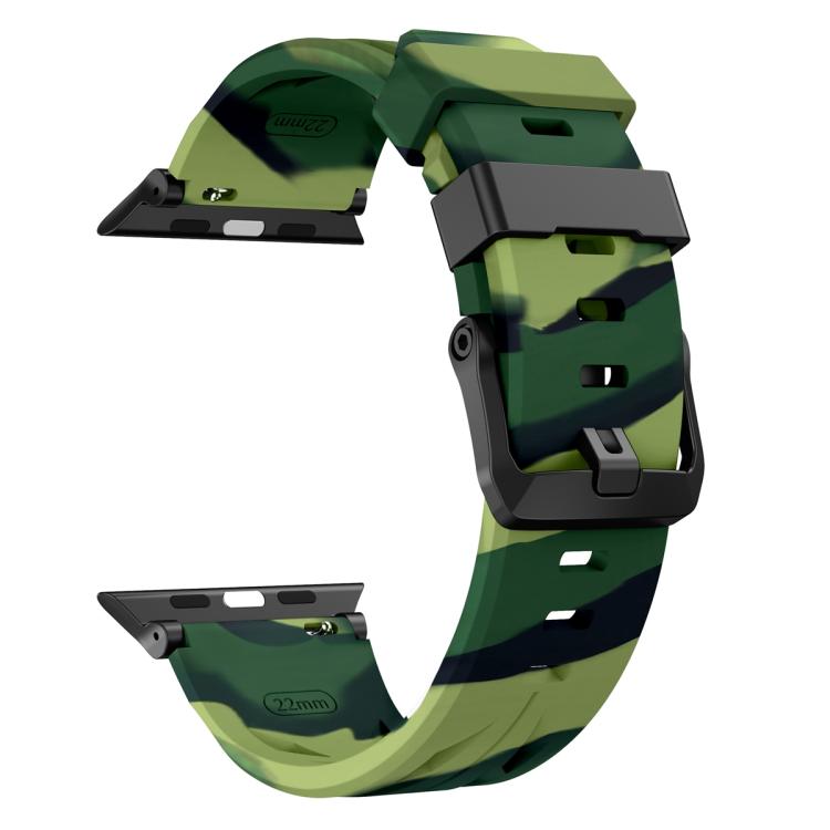 For Apple Watch 46mm / 49mm / 45mm / 44mm Black Pin Buckle Silicone Watch Band