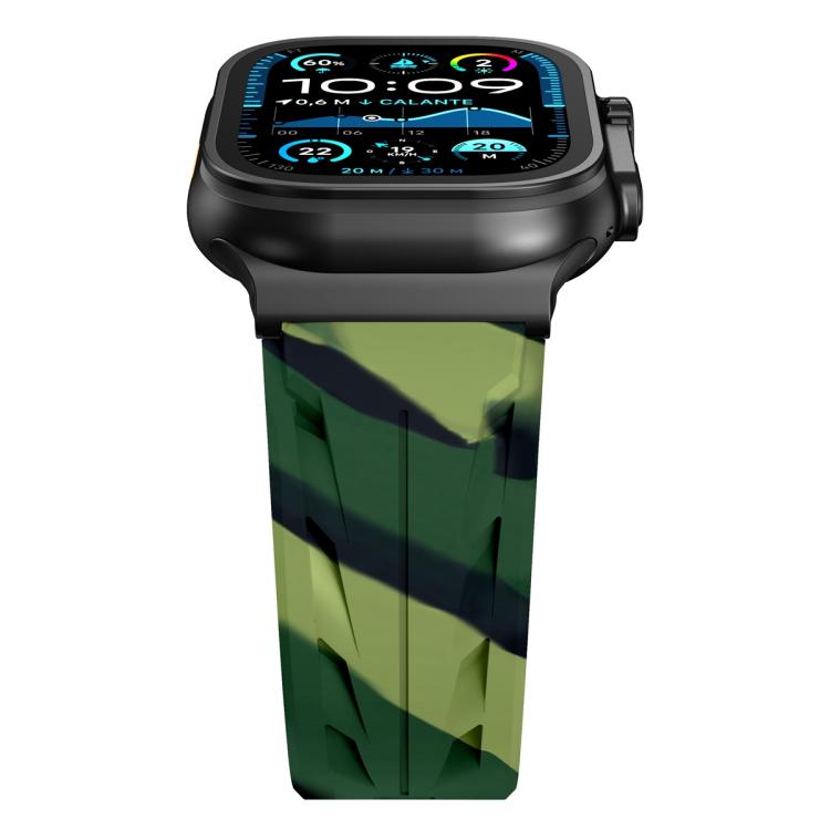 For Apple Watch 46mm / 49mm / 45mm / 44mm Black Pin Buckle Silicone Watch Band