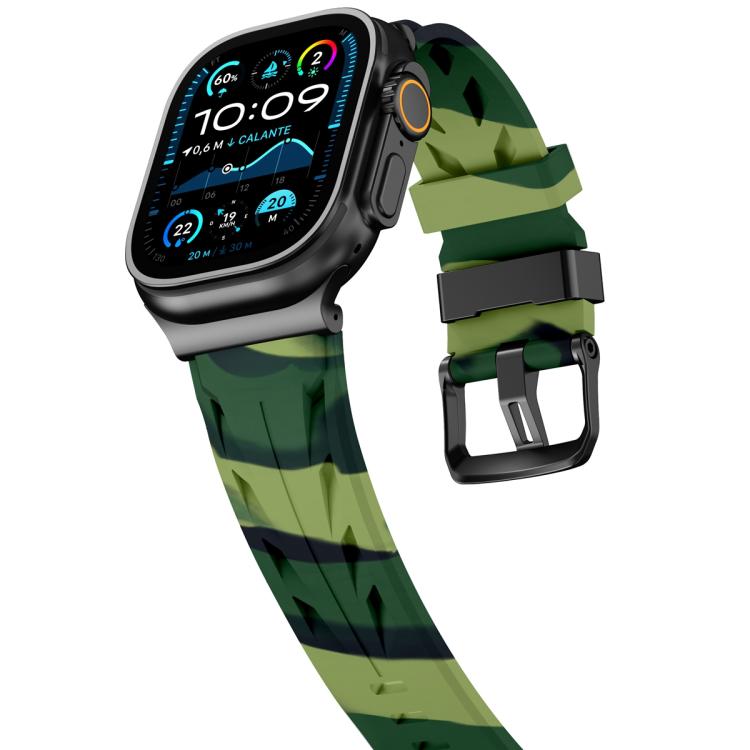 For Apple Watch 46mm / 49mm / 45mm / 44mm Black Pin Buckle Silicone Watch Band