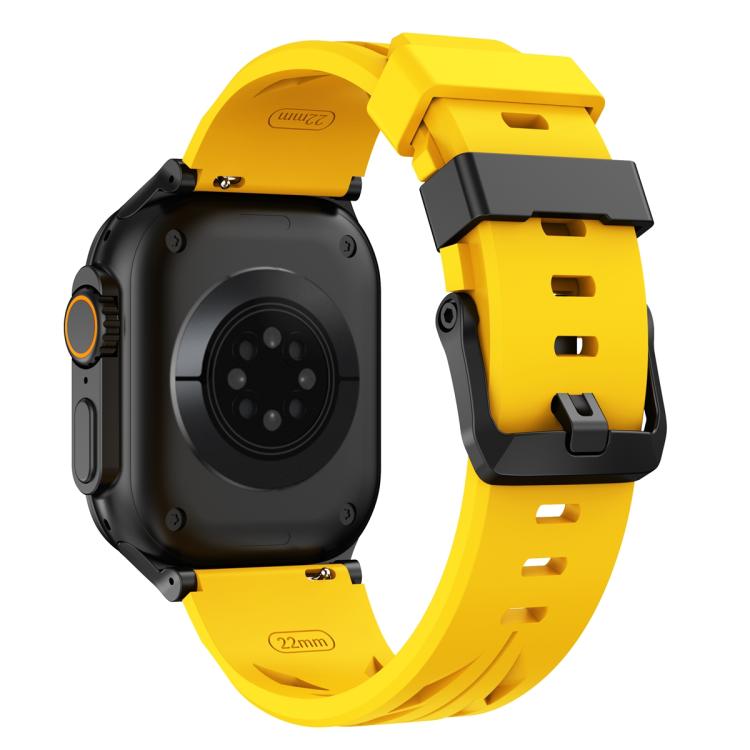 For Apple Watch 46mm / 49mm / 45mm / 44mm Black Pin Buckle Silicone Watch Band