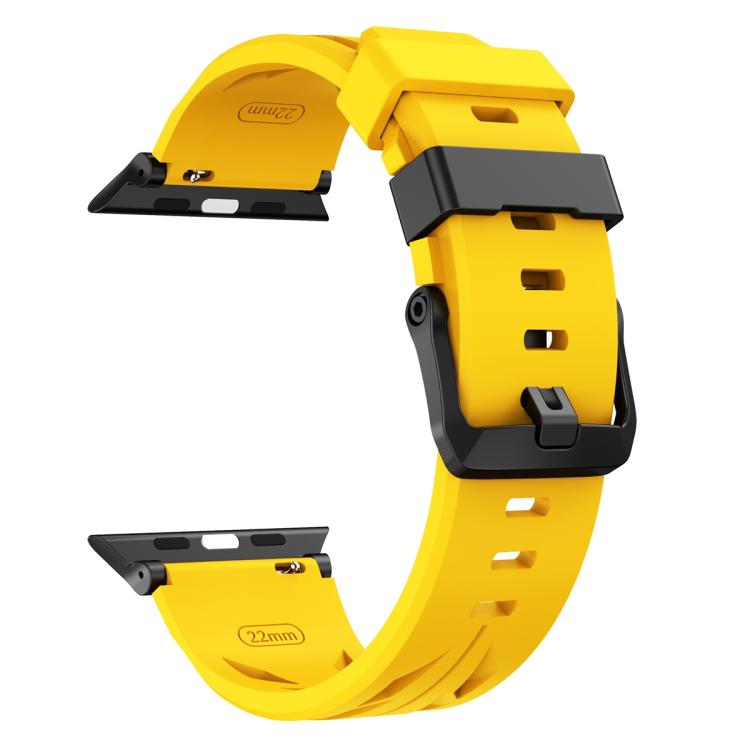 For Apple Watch 46mm / 49mm / 45mm / 44mm Black Pin Buckle Silicone Watch Band