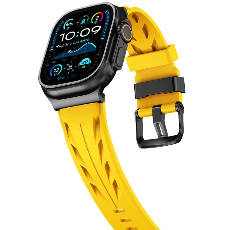 For Apple Watch 46mm / 49mm / 45mm / 44mm Black Pin Buckle Silicone Watch Band