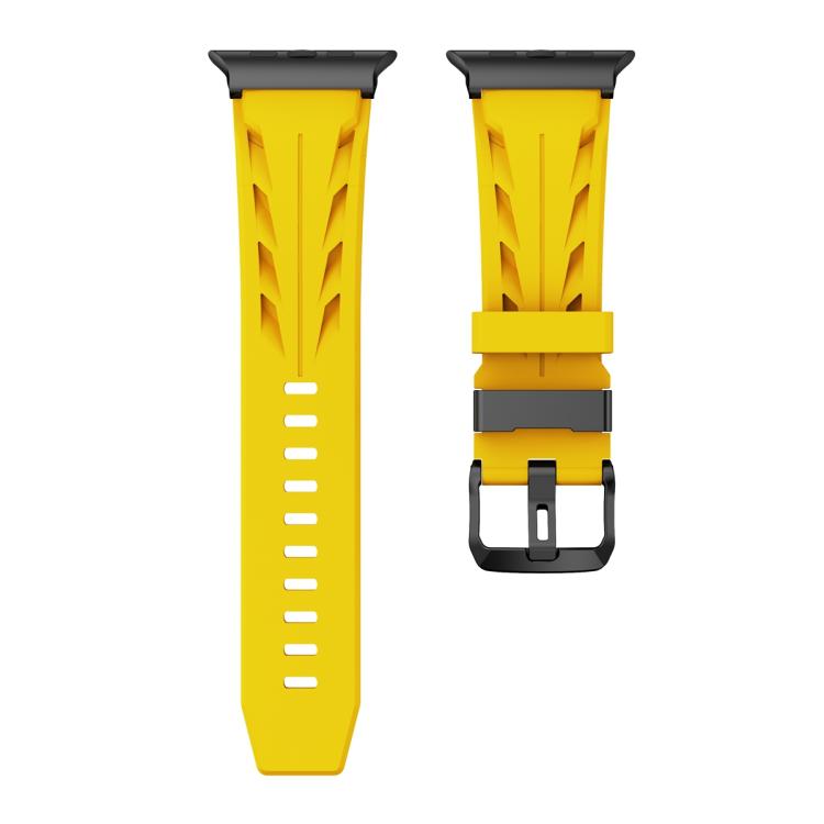 For Apple Watch 46mm / 49mm / 45mm / 44mm Black Pin Buckle Silicone Watch Band