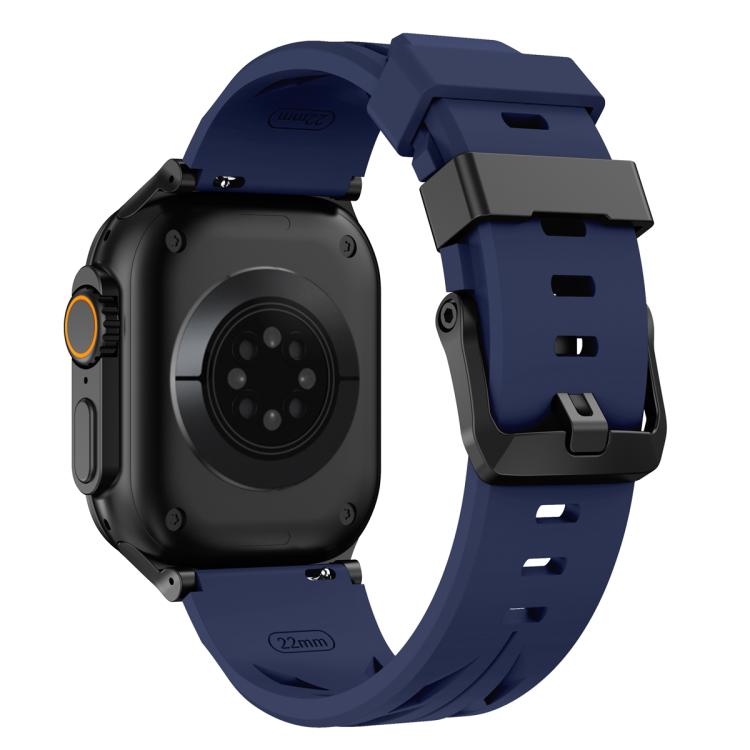 For Apple Watch 46mm / 49mm / 45mm / 44mm Black Pin Buckle Silicone Watch Band